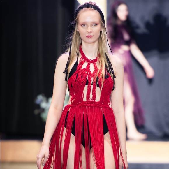 Handmade Macrame Crochet Dress Shibari Cut Out Designer Fashion Week - Picture 10 of 12